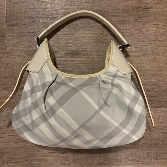 Burberry Ivory Beat Check Canvas Hobo Bag - Picture 2 of 15